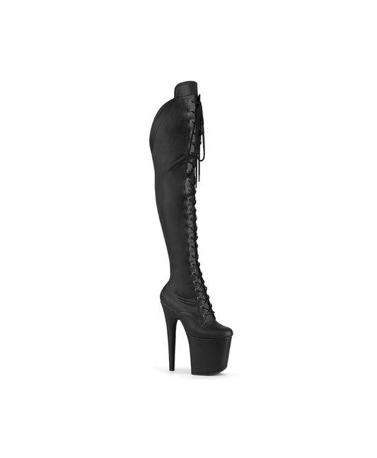 PLEASER - Flamingo - 3014 Noir Mat Faux Cuir