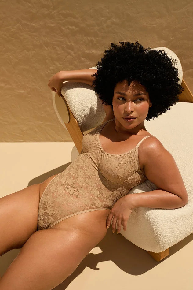 ROLLING - Demi Body suit - Beige Lace