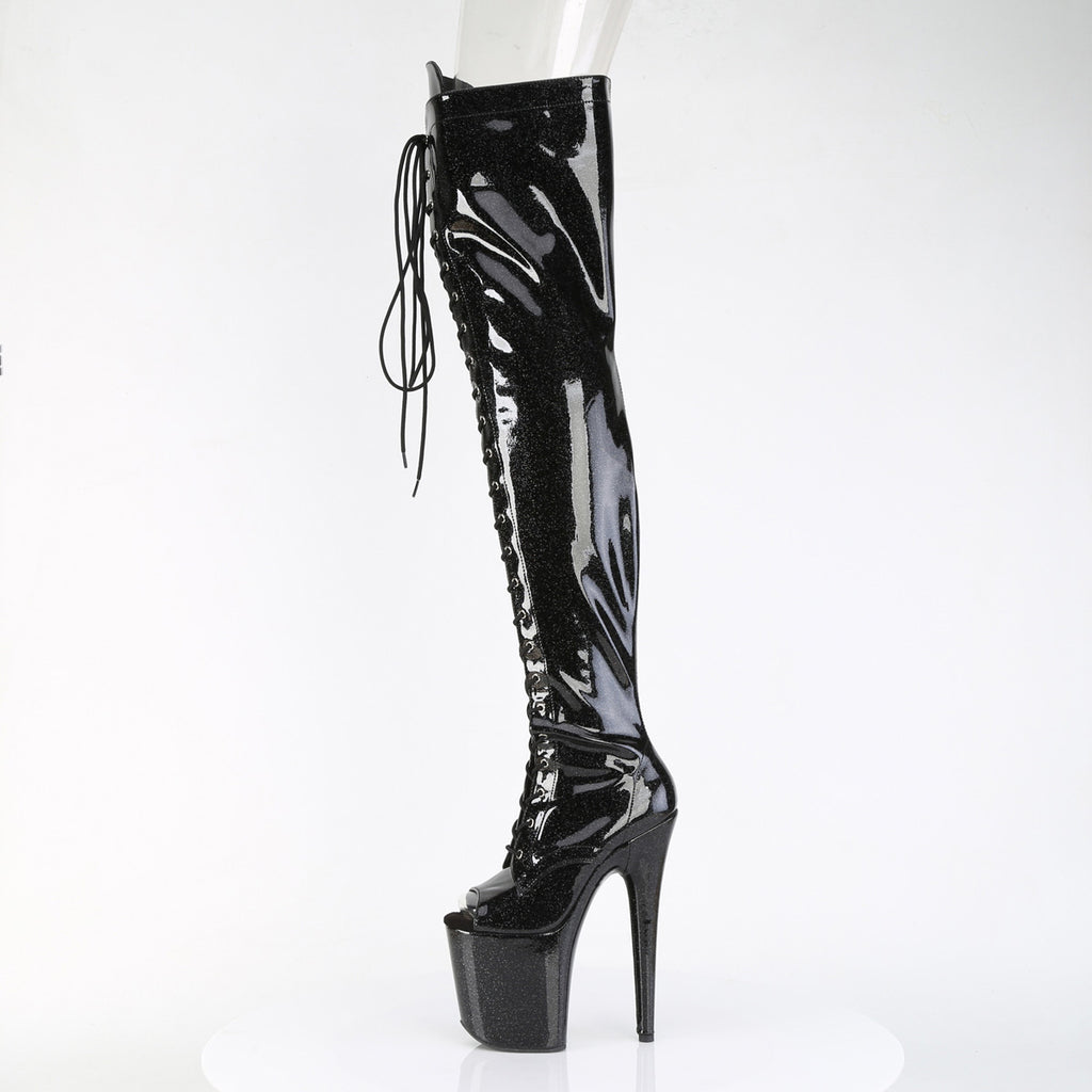 PLEASER - Flamingo - 3021GP - Black Glitter