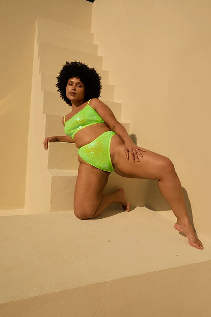 ROLLING - Bas vento - Jaune néon à sequins