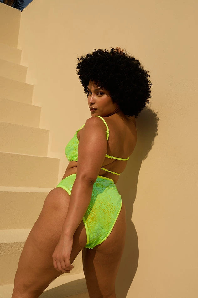 ROLLING - Bas vento - Jaune néon à sequins